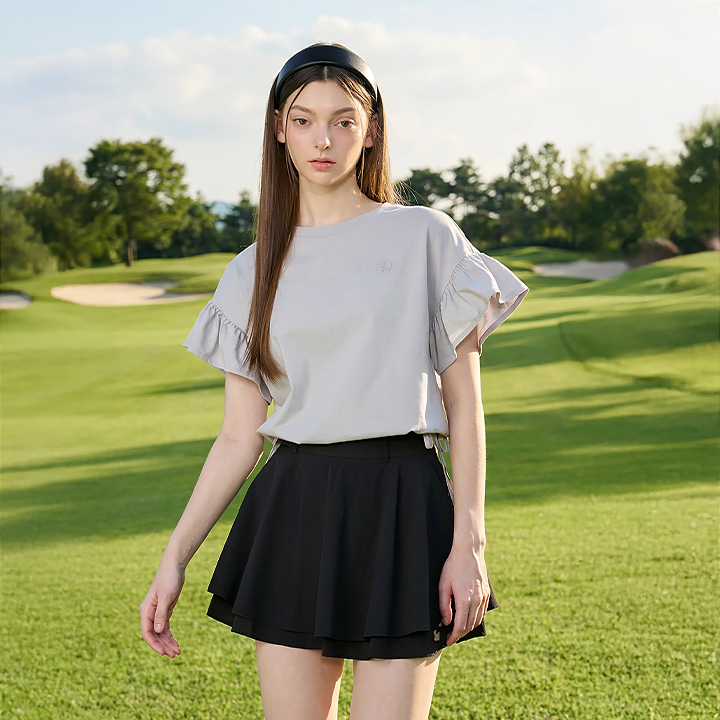 XFL2TS1202 Ruffle Sleeve String Short Sleeve TOP