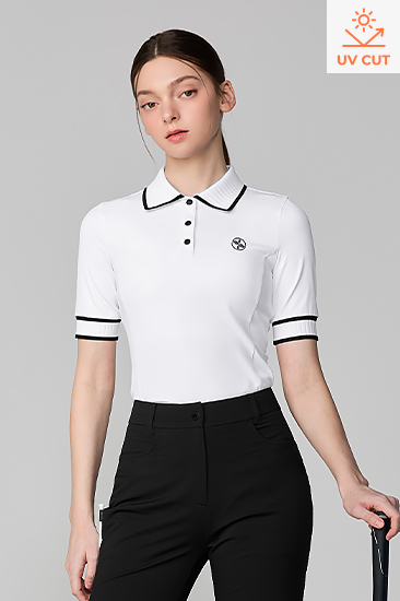 XFL2QS1201 Ribbed Line Short Sleeve Polo Shirt TOP