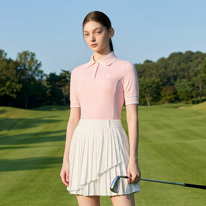 XFL2QS1201 Ribbed Line Short Sleeve Polo Shirt TOP