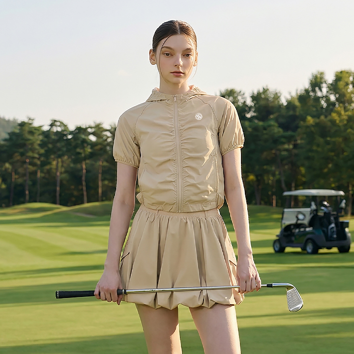 XFL2JS1202 Airy Shirred Hood Short Sleeve Jumper TOP