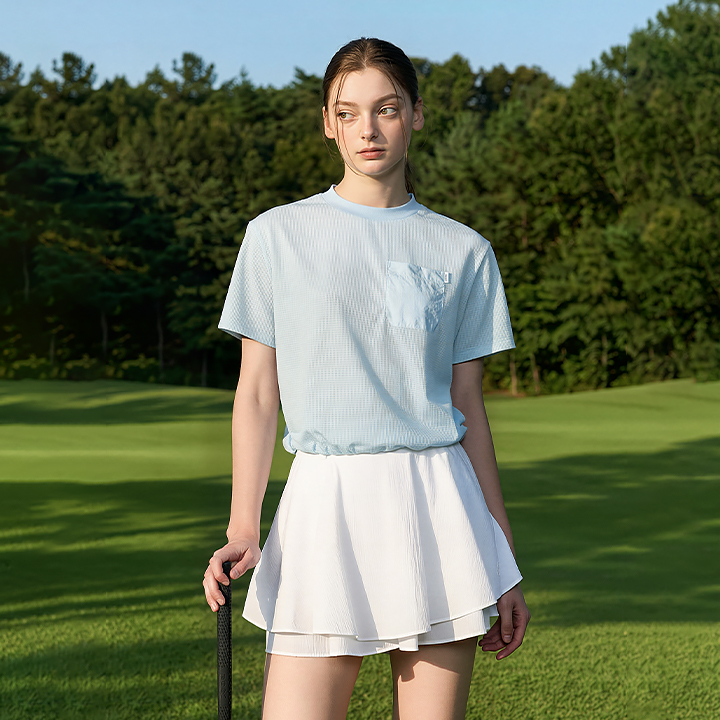 XFK2TS1203 String Mesh Cover-Up Short Sleeve top