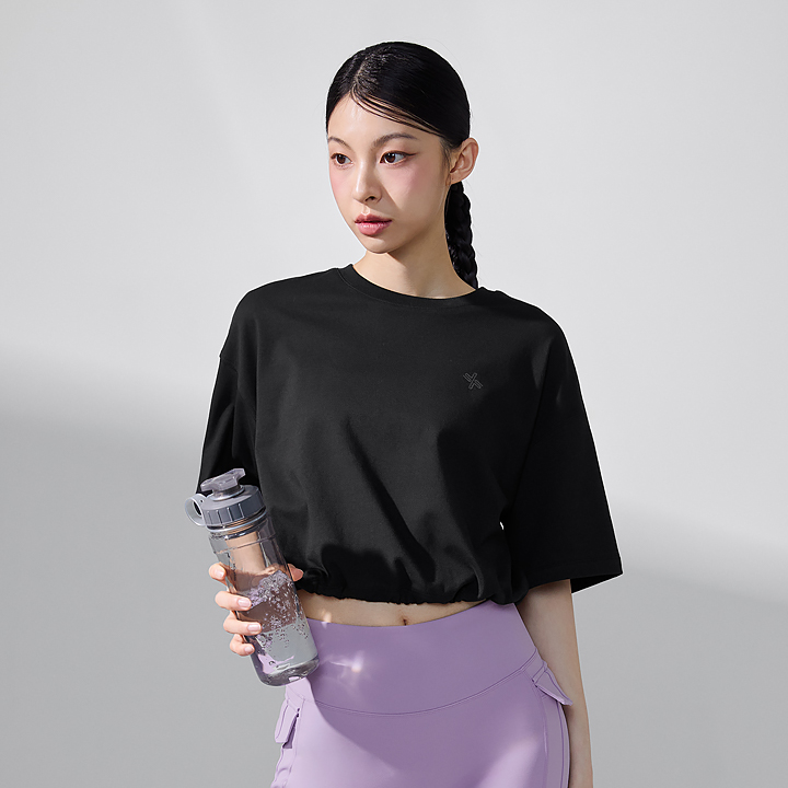 XFK2TS1113 Basic logo string Short Black TOP