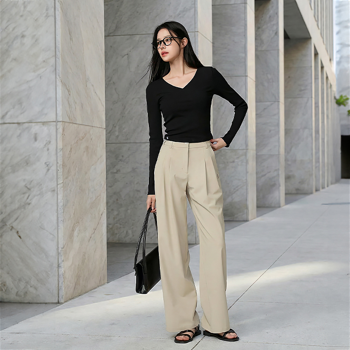 XFL1PP1150 Magic Banding Women's Semi-Wide Slacks bottom