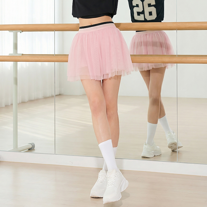 XFL2RK1103 Mesh band two-in-one tulle skirt bottom