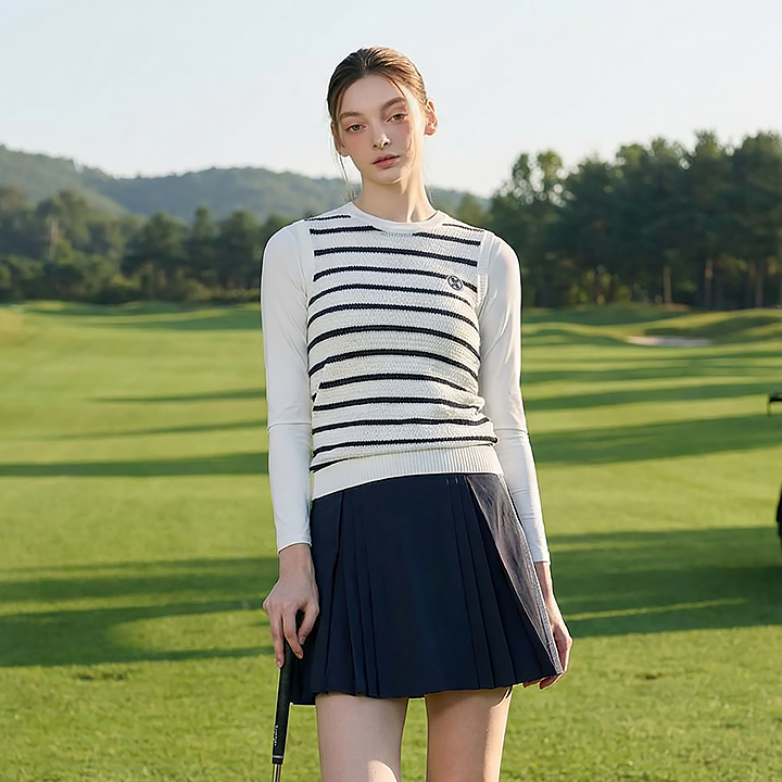 XFL1EE1204 Stripe Knit Sleeveless TOP