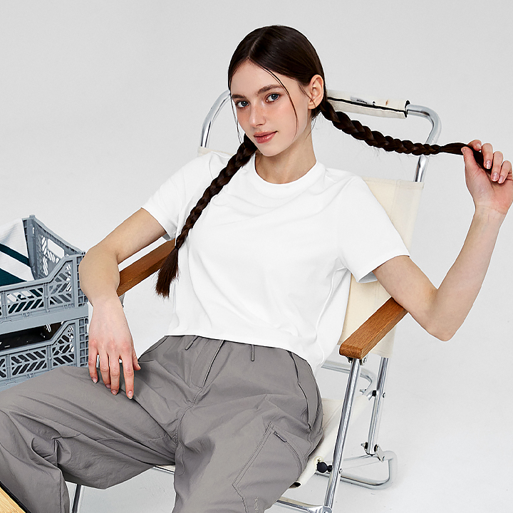 XFK1TS1002 Ice Feather Light 2.0 Crop Short Sleeve Back Ivory top