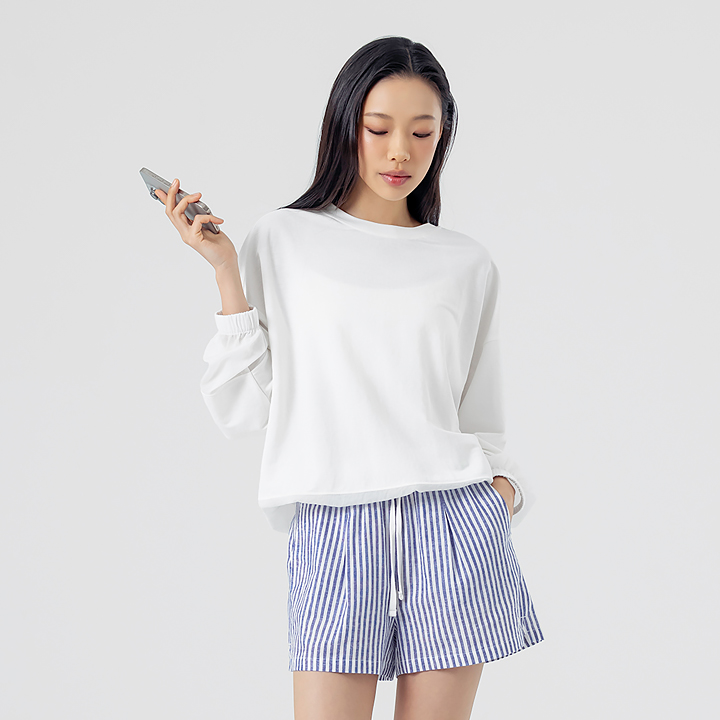 XFK1TL1105 Woven mix string Man to man Ivory top