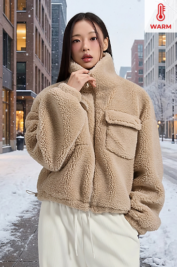 XFK3JL1101 Sherpa High neck out pocket jacket Top 