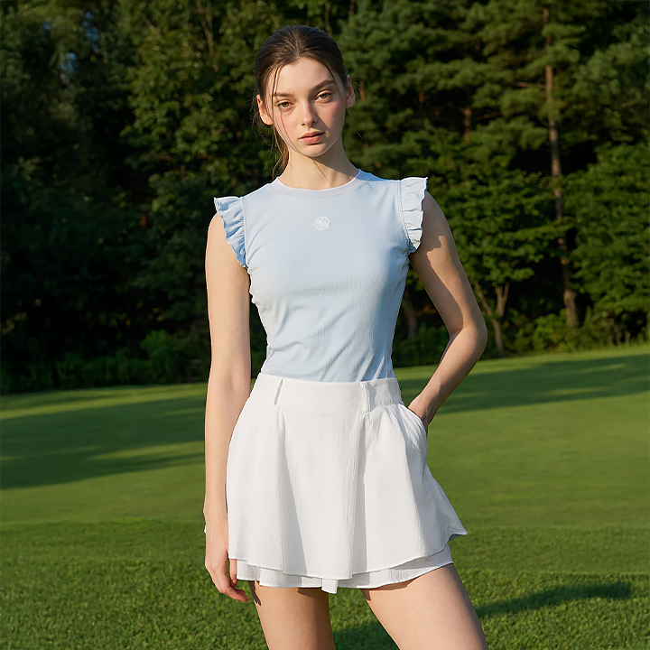 XFL2TE1205 Ruffle Trimming Sleeveless TOP