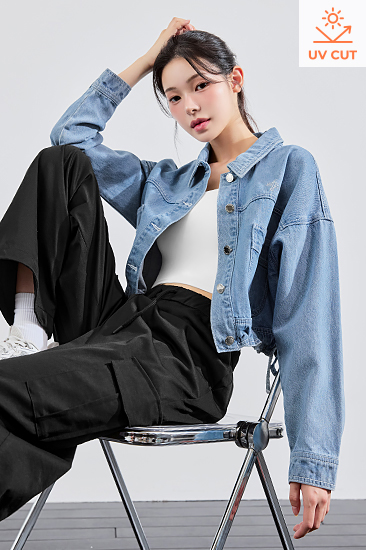 XFK3JL1107 Denim Lettering Loose Fit Jacket TOP