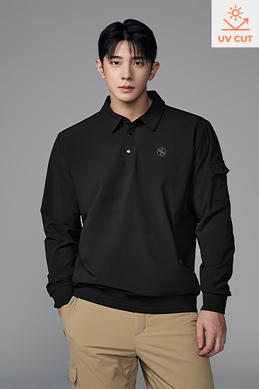 XMK3QL1201 Flex Woven Men's Polo Long-Sleeve TOP