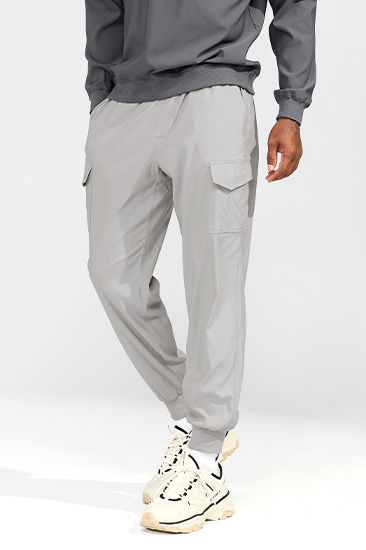 XMMTP05H3 Stretch Cargo Jogger Pants Light Gray Bottom