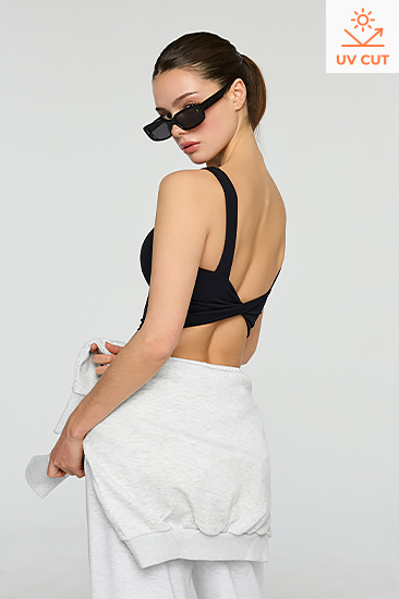 XFL2BR1503 Black Label Signature PowerRise Back Twist Crop Top