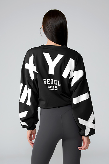 XTFMT50J3 Lettering Loose Fit Crop Man to Man Top