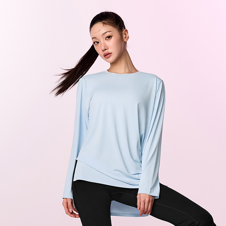 XFK3TL1005 Ice Feather Light Loose Fit Long TOP