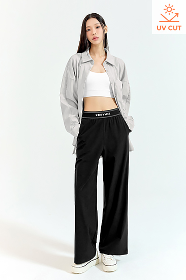 XFK3PT1008 Woven Logo Banding Wide Pants BOTTOM