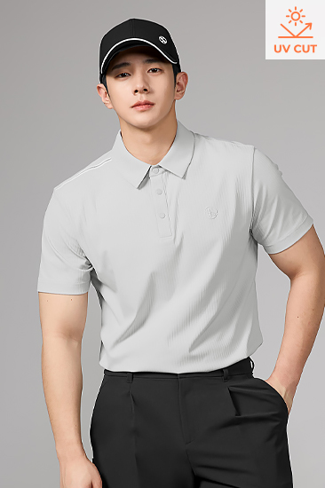 XML2QS1201 Men's Ribbed Short Sleeve Polo Shirt TOP