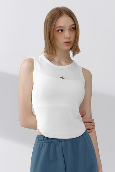 XFK2TE1101 Ribbed Tension Sleeveless Ivory TOP