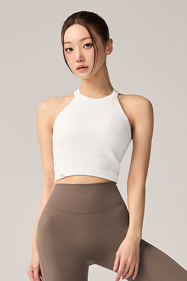 XFK1BC1501 Corrugated Seamless Halter neck Crop