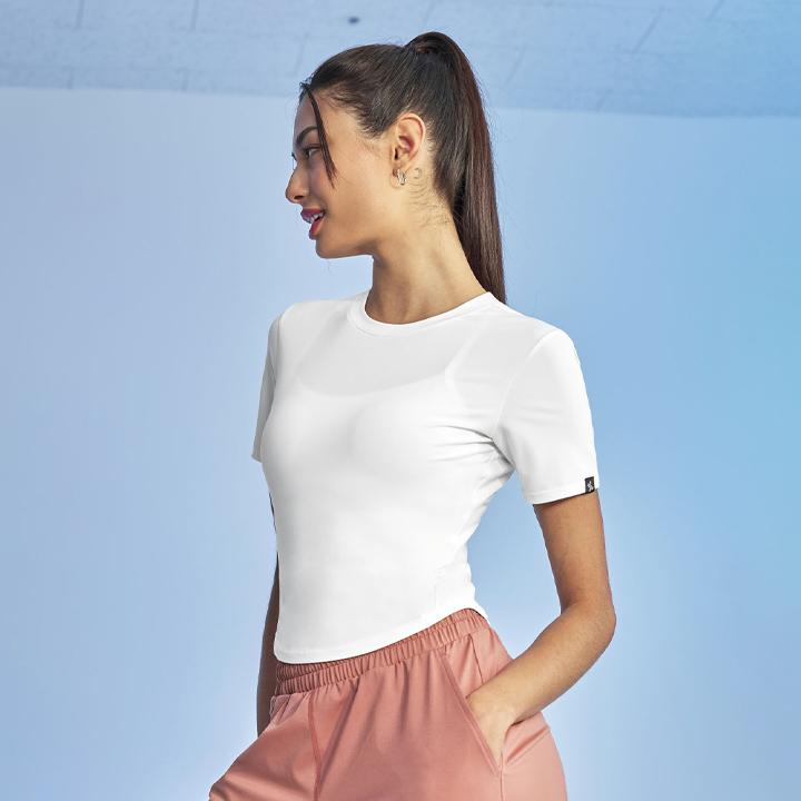 XWFST03H2 Ice Feather Crop Short TOP
