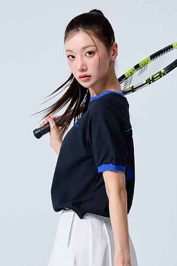 XFL2TS1116 color combination piping string Short Sleeve top