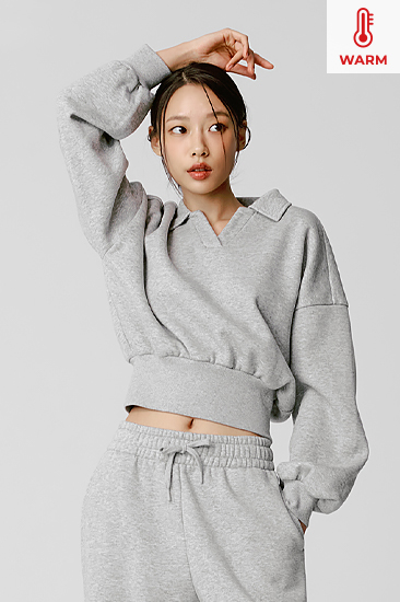 XTFMT11J3 Fine Cotton Open Collar MTM Melange Gray TOP