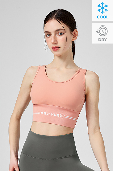 XFK2BC1501 Black Label Signature Power Rise logo Banding Top Vivid Peach Top