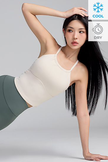XFK2BL1501 BL Signature Power Rise Croptop Halterneck Sweet Beige Top
