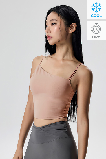 XFK3BL1509 Black Label Signature Power Rise unbalance Shirring Crop TOP