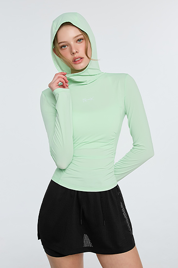 XFL1TL1002 RX Air Breeze Shirring Hoodie Top