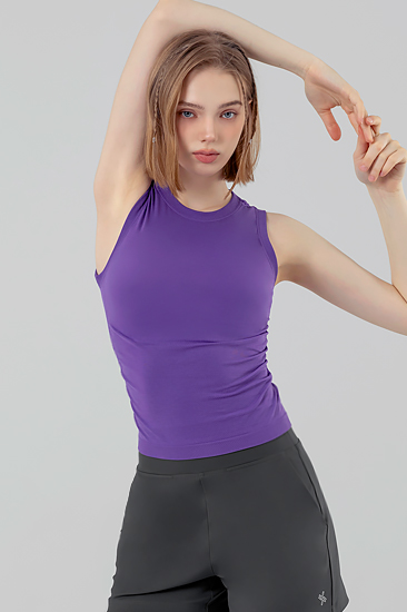 XFK2TE1010 ZeroSlick Seamless Side Shirring Sleeveless True Lavender TOP
