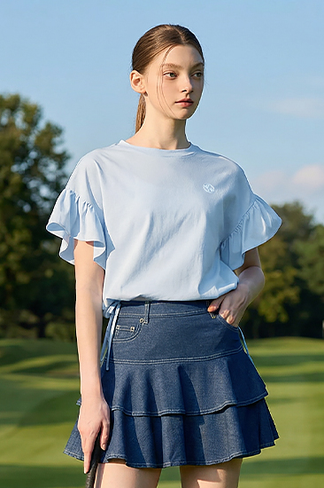 XFL2TS1202 Ruffle Sleeve String Short Sleeve TOP