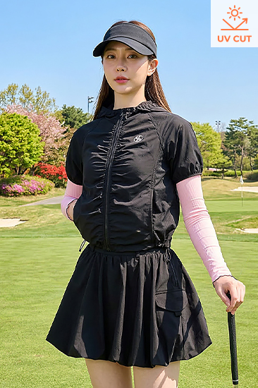 XFL2JS1202 Airy Shirred Hood Short Sleeve Jumper TOP