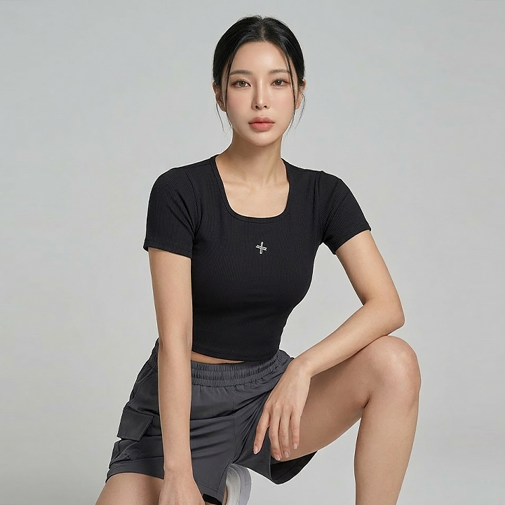 XFK3TS1103 Soft Lip Crop Short Top