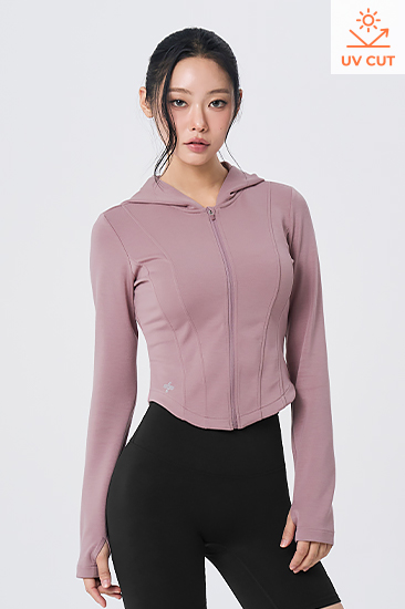 XFL3JL1001 Soft Slim Hood Zip-up Top