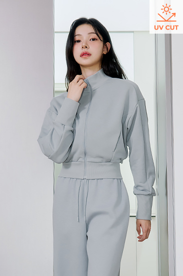 XFK3JL1105 Highneck Curved Zip-up Jacket TOP