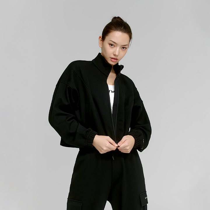 XTFGJ10J3 Cotton Fluffy Highneck Zip up Top