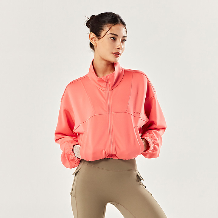 XTFJK01J1 Soft Cushion Highneck Zip-up Top