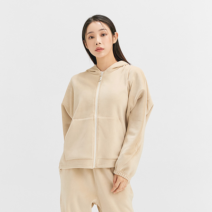 XA1002G Stretch Velour Hood Zip-up Top