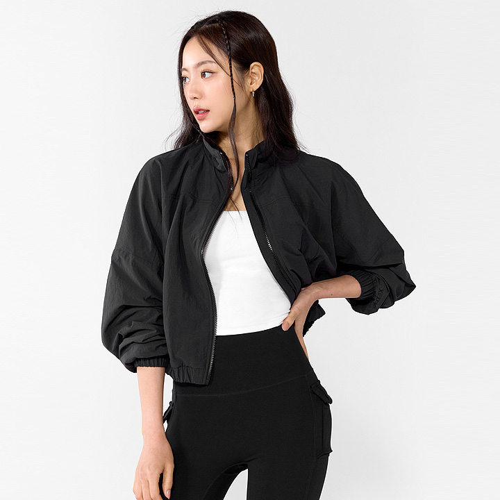 XTFJK08H4 Highneck Dolman Crop Windbreak Top