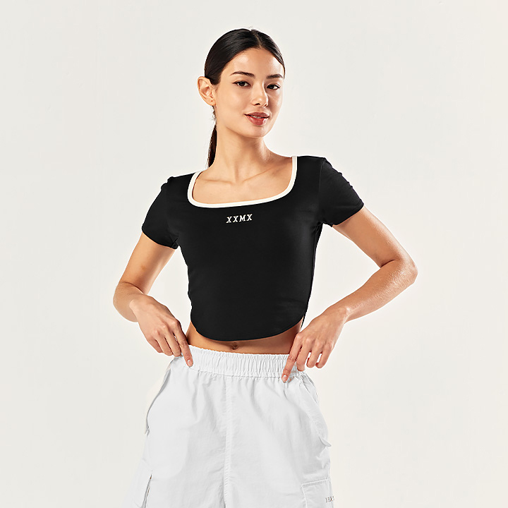 XTFST07J2 Cali Square Neck Crop Short Top