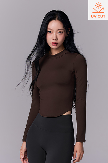 XFL3BC1502 All-in-One Inpad Mock Neck Crop Long Top