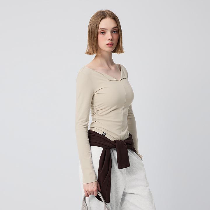 XFL3TL1131 Open slit shirring Long Top