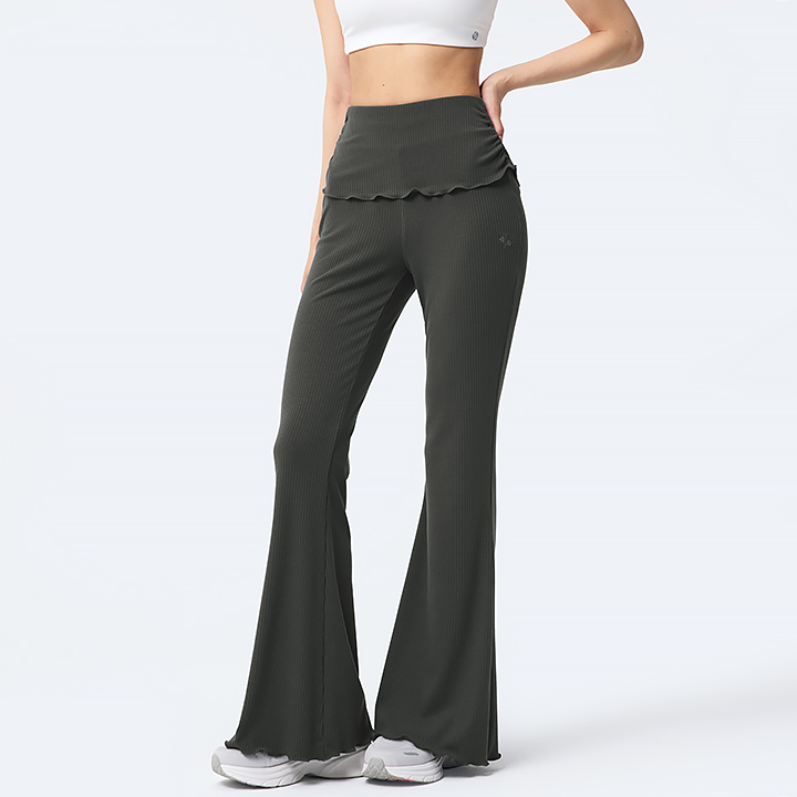 XFL3PT1125 Soft Shirred Boots Cut Pants Bottom