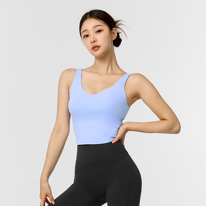 XWFBR10J3 Black Label Signature Breathe V-Neck Crop Lavender Blue Top