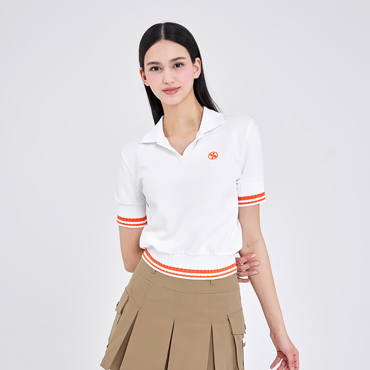 XGFST01J2 Open collar double line Short Top