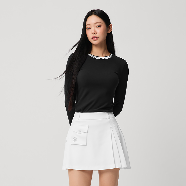 XFL3TL1205 Jacquard logo Round Long Top
