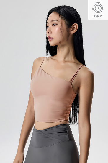 XFK3BL1509 Black Label Signature Power Rise unbalance Shirring Crop TOP