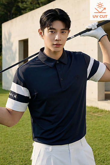 XML2QS1204 Men's Color Block Short Sleeve Polo Shirt TOP