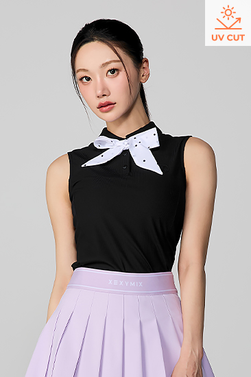 XFL2QE1205 Dot Scarf Polo Sleeveless top